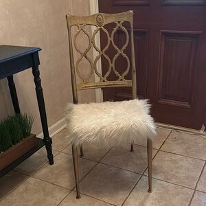 Vintage Gold Chair with Faux Fur Seat